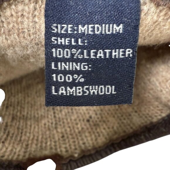 Vintage Etienne Aigner Leather Gloves Brown Medium Womens Lambswool Lined - Picture 9 of 12